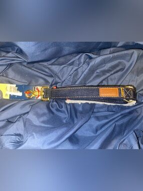 Wrangler Denim Blue and Brown Dog Leash with Brass Clip